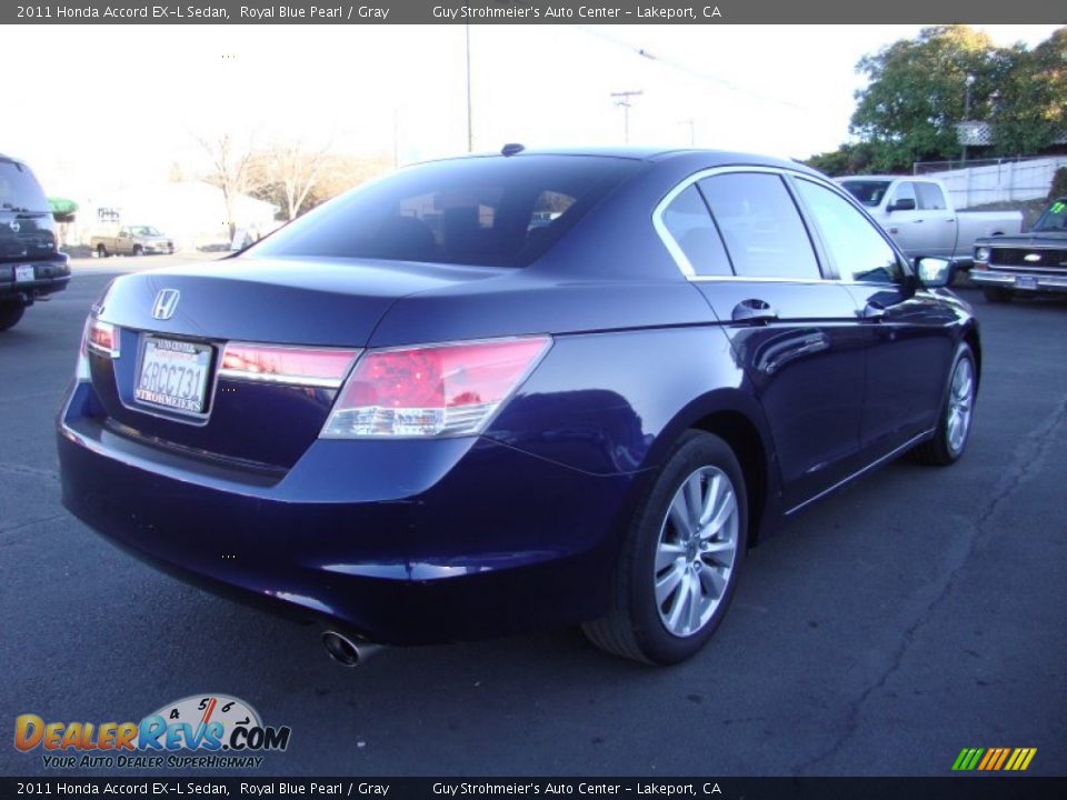 2011 Honda Accord EX-L Sedan Royal Blue Pearl / Gray Photo #7
