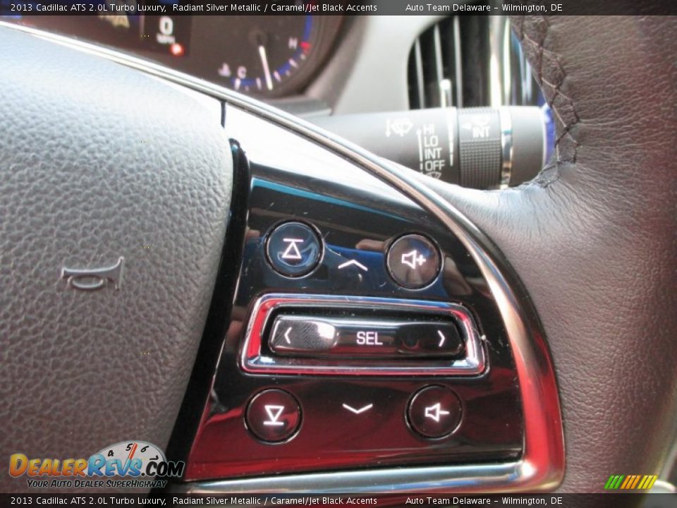 2013 Cadillac ATS 2.0L Turbo Luxury Radiant Silver Metallic / Caramel/Jet Black Accents Photo #34