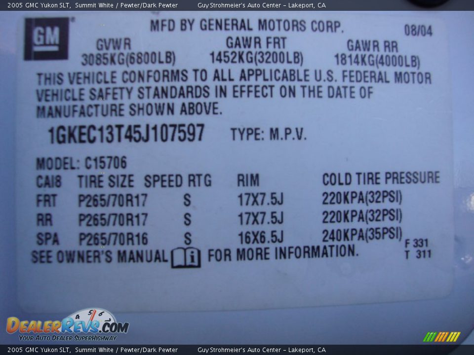 2005 GMC Yukon SLT Summit White / Pewter/Dark Pewter Photo #27