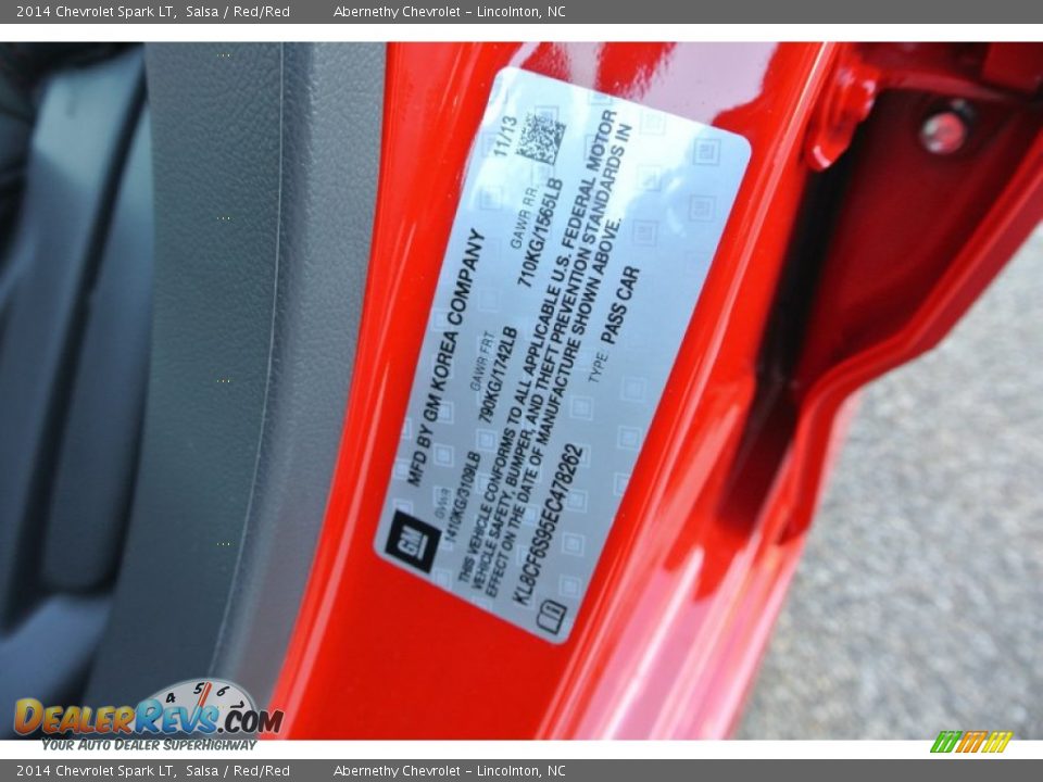 2014 Chevrolet Spark LT Salsa / Red/Red Photo #6