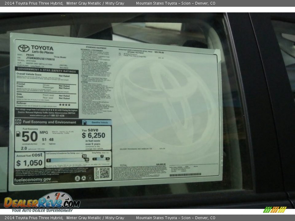 2014 Toyota Prius Three Hybrid Winter Gray Metallic / Misty Gray Photo #10