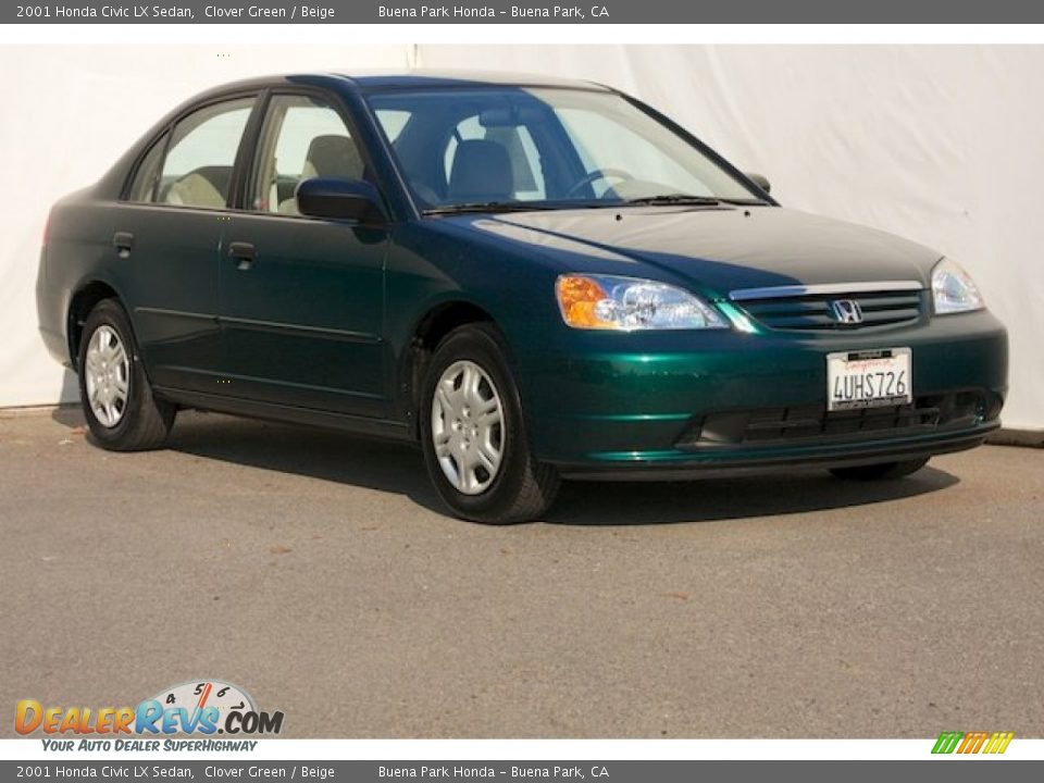 2001 Honda Civic LX Sedan Clover Green / Beige Photo #1