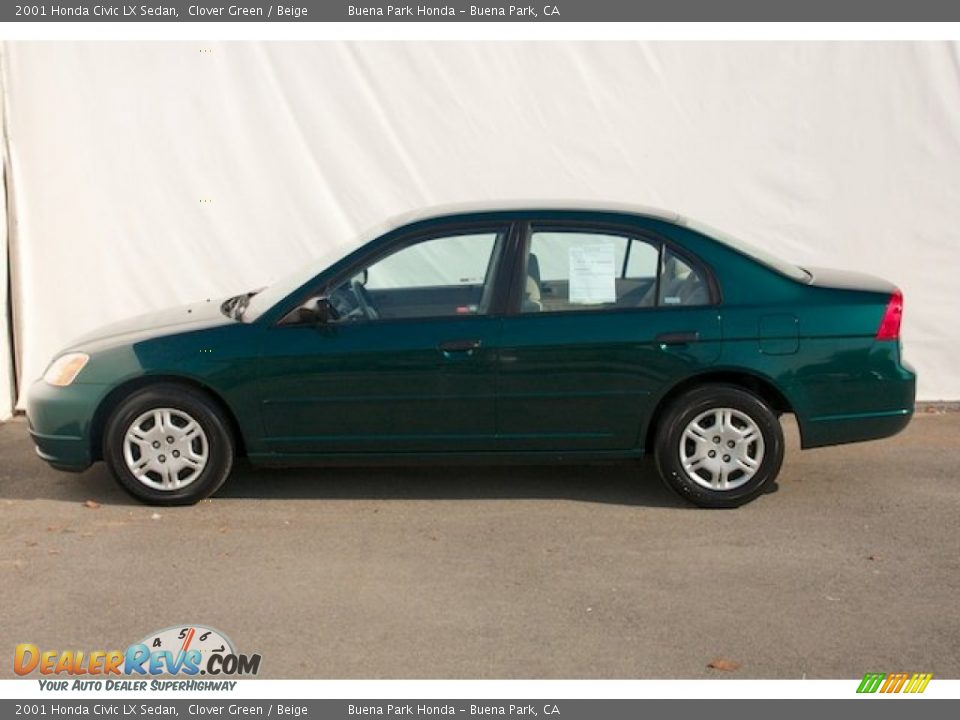 2001 Honda Civic LX Sedan Clover Green / Beige Photo #9