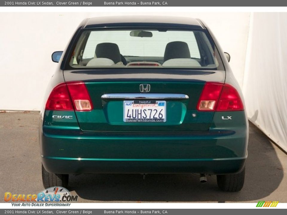 2001 Honda Civic LX Sedan Clover Green / Beige Photo #10