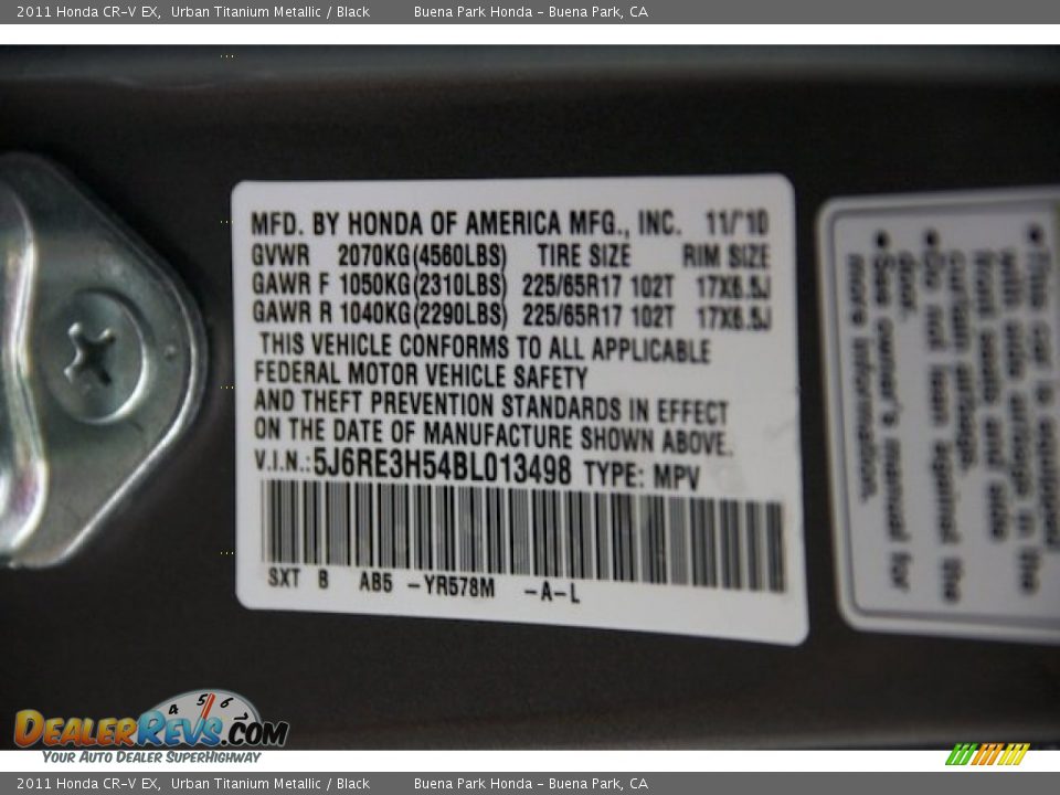 2011 Honda CR-V EX Urban Titanium Metallic / Black Photo #34