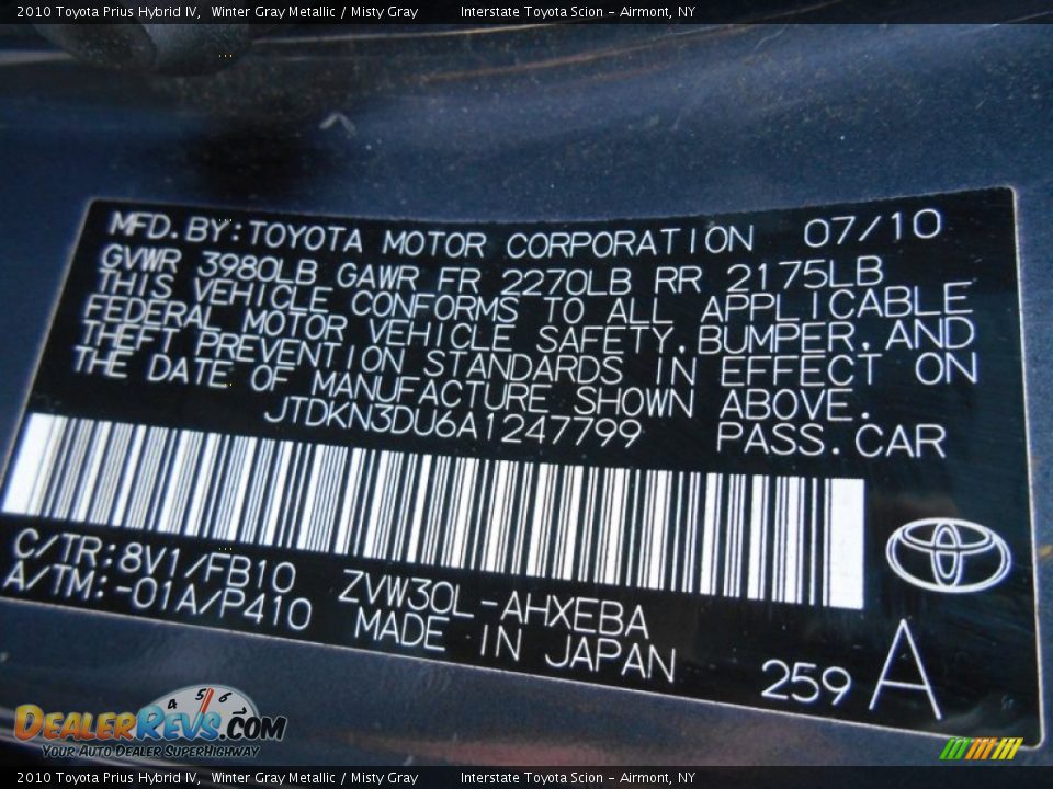 2010 Toyota Prius Hybrid IV Winter Gray Metallic / Misty Gray Photo #26