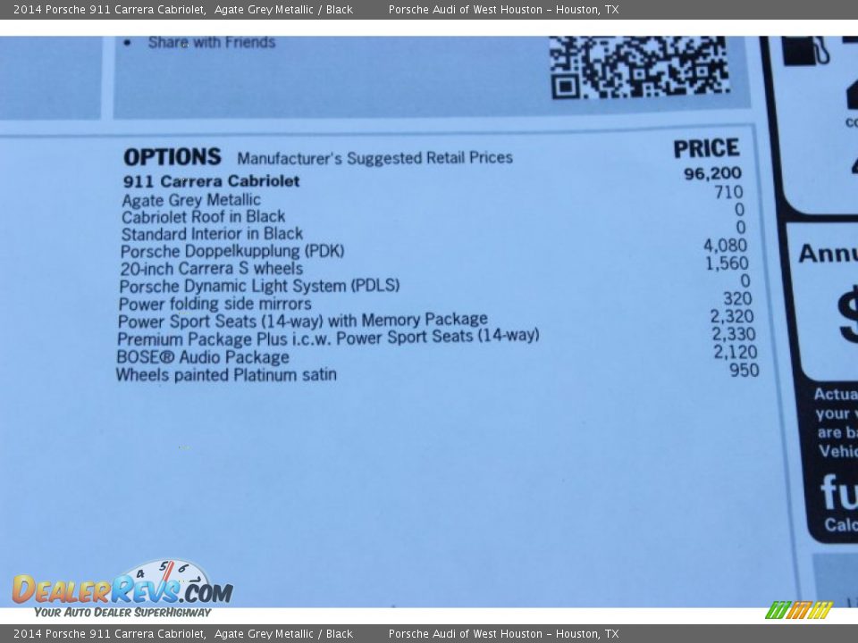 2014 Porsche 911 Carrera Cabriolet Window Sticker Photo #28