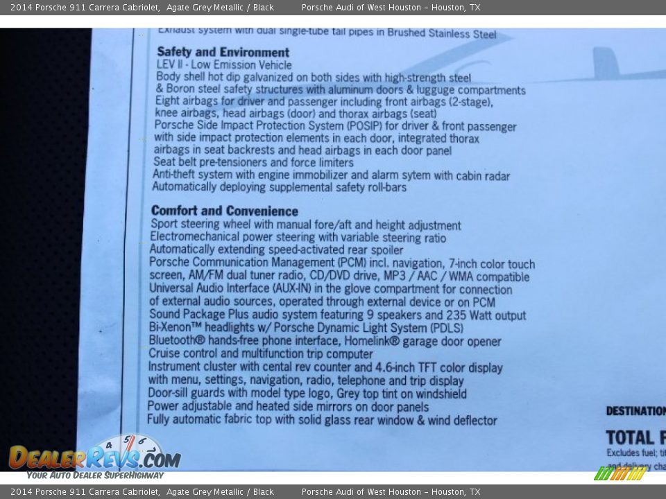 2014 Porsche 911 Carrera Cabriolet Window Sticker Photo #30