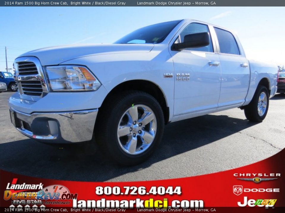 2014 Ram 1500 Big Horn Crew Cab Bright White / Black/Diesel Gray Photo #1