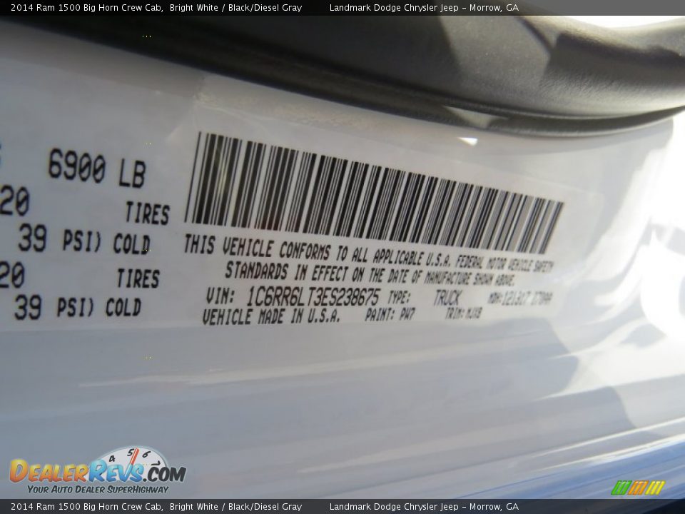 2014 Ram 1500 Big Horn Crew Cab Bright White / Black/Diesel Gray Photo #11
