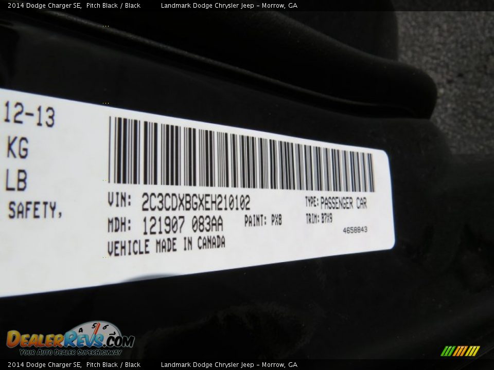 2014 Dodge Charger SE Pitch Black / Black Photo #9