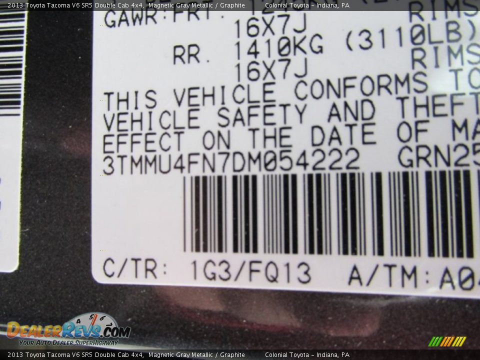 2013 Toyota Tacoma V6 SR5 Double Cab 4x4 Magnetic Gray Metallic / Graphite Photo #19