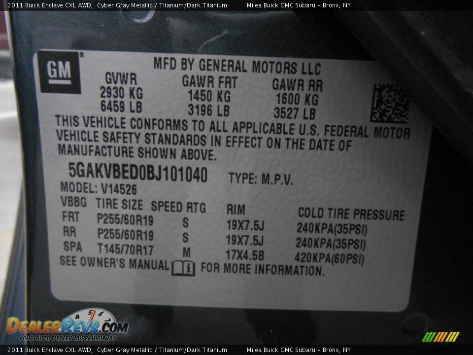 2011 Buick Enclave CXL AWD Cyber Gray Metallic / Titanium/Dark Titanium Photo #17