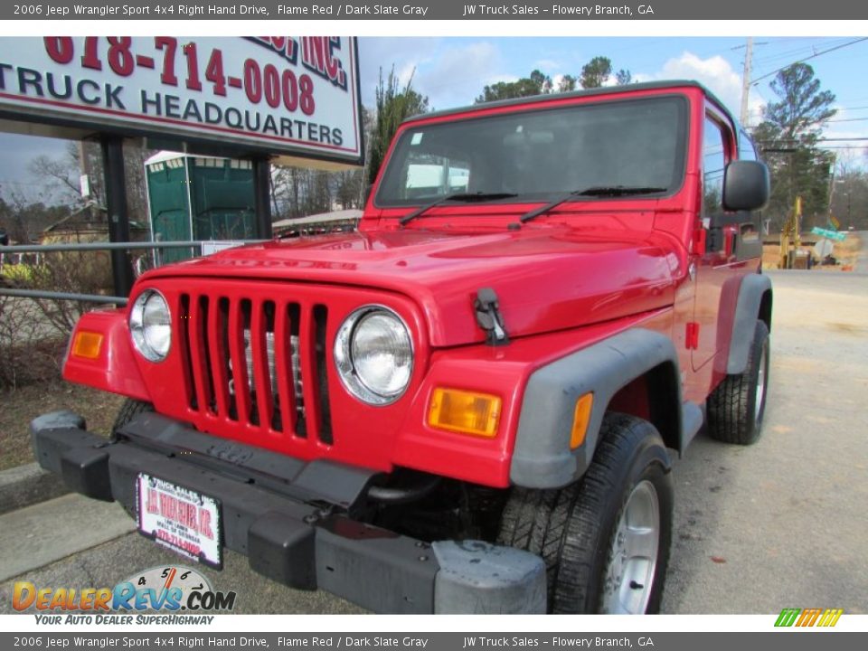 2006 Jeep Wrangler Sport 4x4 Right Hand Drive Flame Red / Dark Slate Gray Photo #2