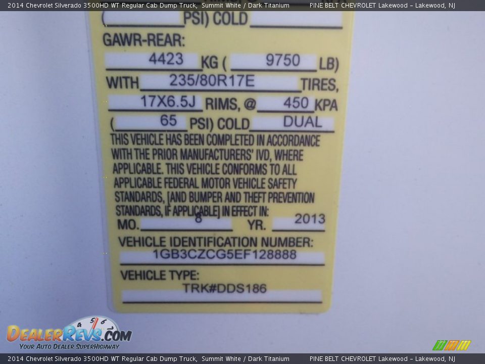 2014 Chevrolet Silverado 3500HD WT Regular Cab Dump Truck Summit White / Dark Titanium Photo #24