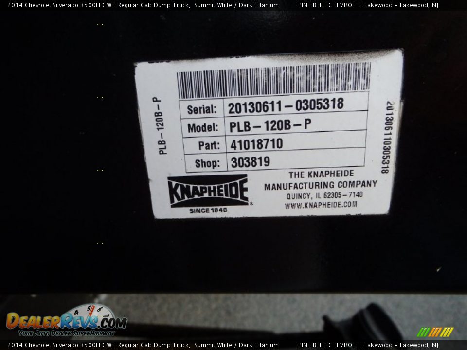 2014 Chevrolet Silverado 3500HD WT Regular Cab Dump Truck Summit White / Dark Titanium Photo #26