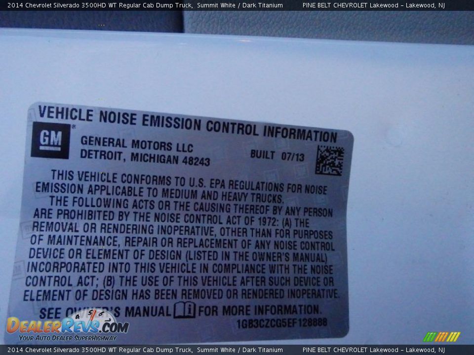 2014 Chevrolet Silverado 3500HD WT Regular Cab Dump Truck Summit White / Dark Titanium Photo #27