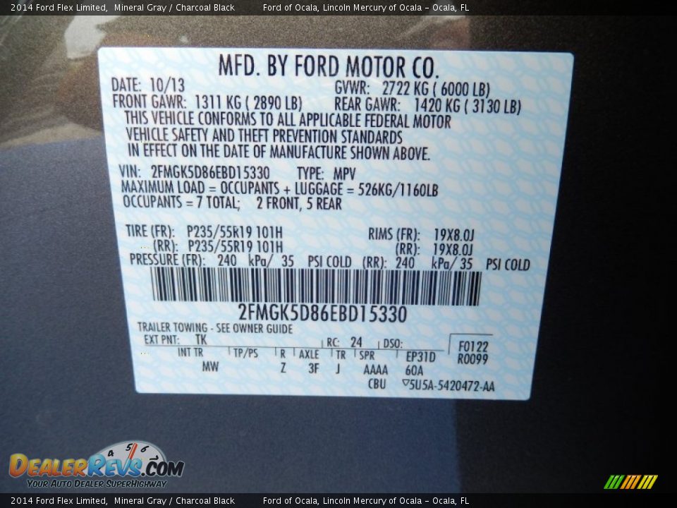 2014 Ford Flex Limited Mineral Gray / Charcoal Black Photo #12