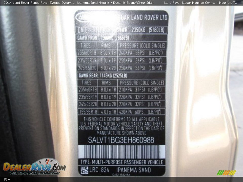 Land Rover Color Code 824 Ipanema Sand Metallic