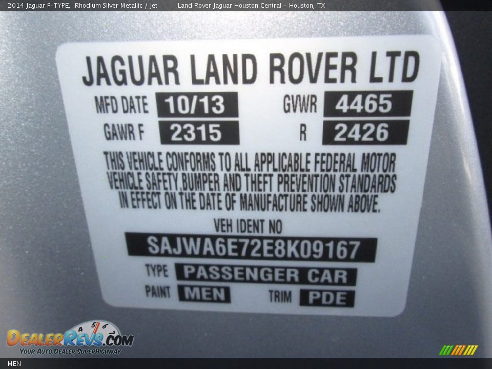 Jaguar Color Code MEN Rhodium Silver Metallic