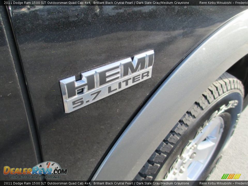 2011 Dodge Ram 1500 SLT Outdoorsman Quad Cab 4x4 Brilliant Black Crystal Pearl / Dark Slate Gray/Medium Graystone Photo #6