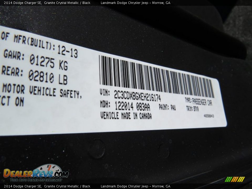 2014 Dodge Charger SE Granite Crystal Metallic / Black Photo #10