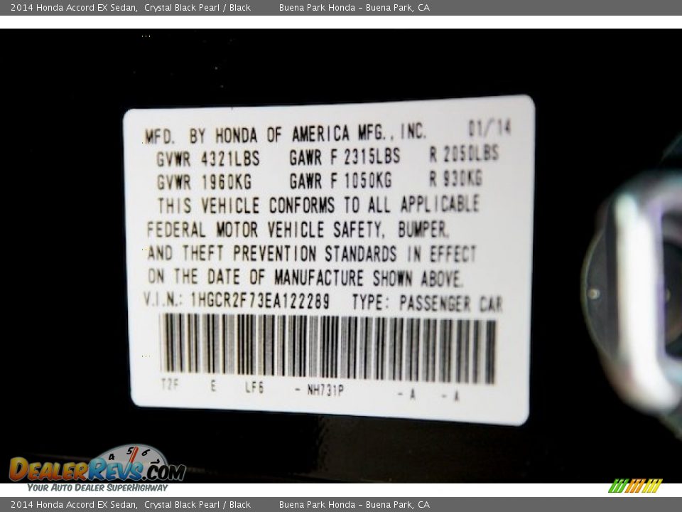 2014 Honda Accord EX Sedan Crystal Black Pearl / Black Photo #21