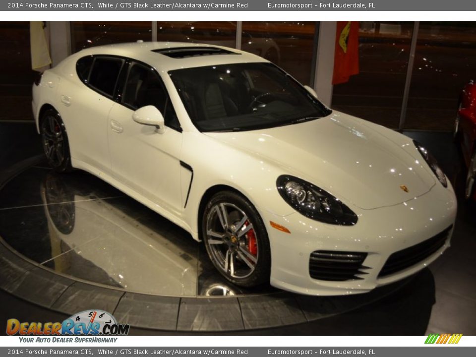2014 Porsche Panamera GTS White / GTS Black Leather/Alcantara w/Carmine Red Photo #3