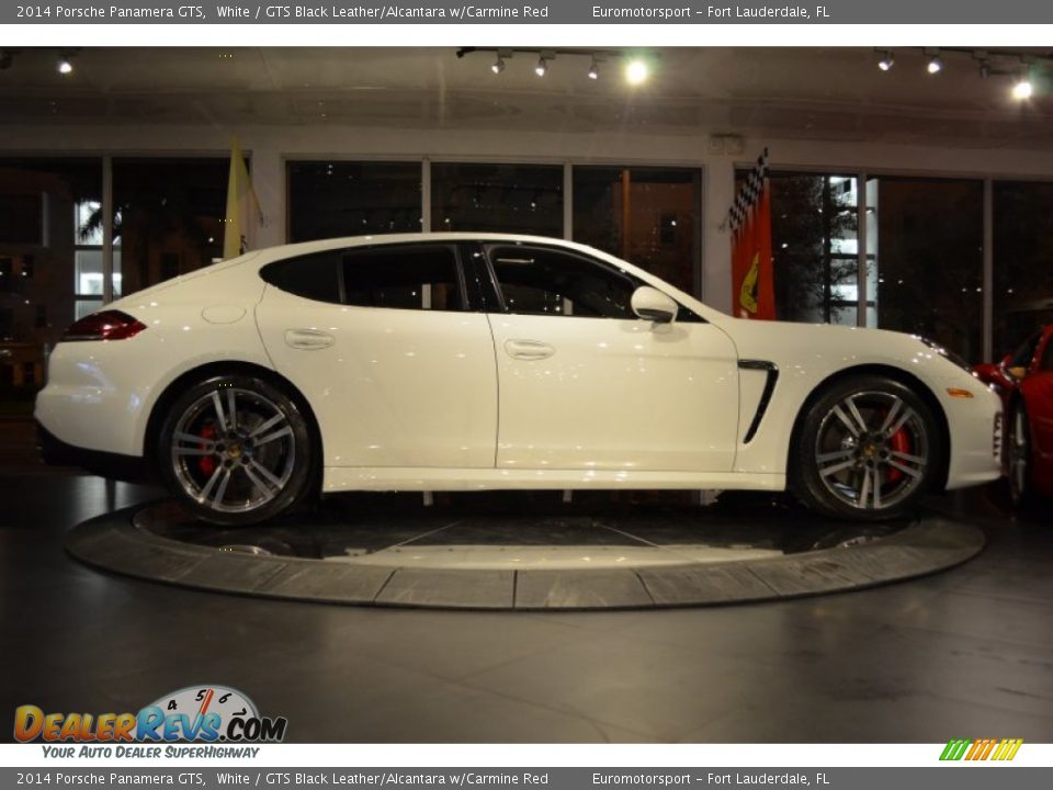 2014 Porsche Panamera GTS White / GTS Black Leather/Alcantara w/Carmine Red Photo #28