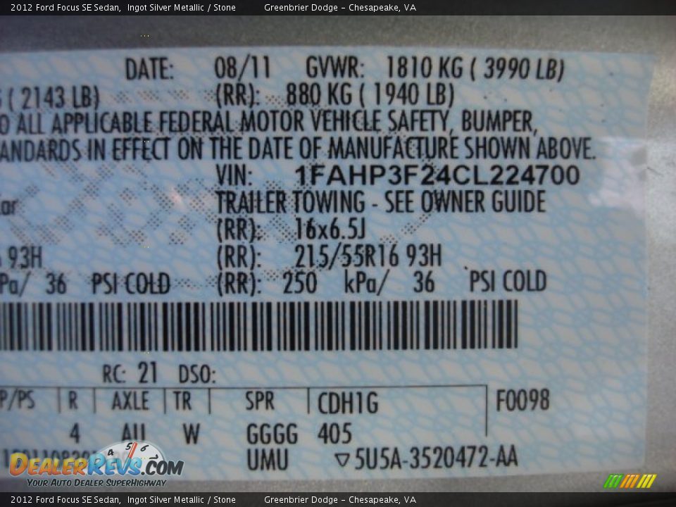 2012 Ford Focus SE Sedan Ingot Silver Metallic / Stone Photo #26