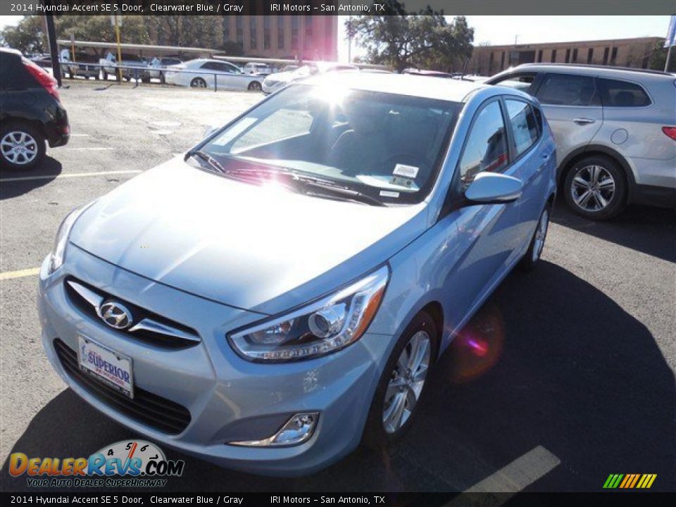 2014 Hyundai Accent SE 5 Door Clearwater Blue / Gray Photo #1