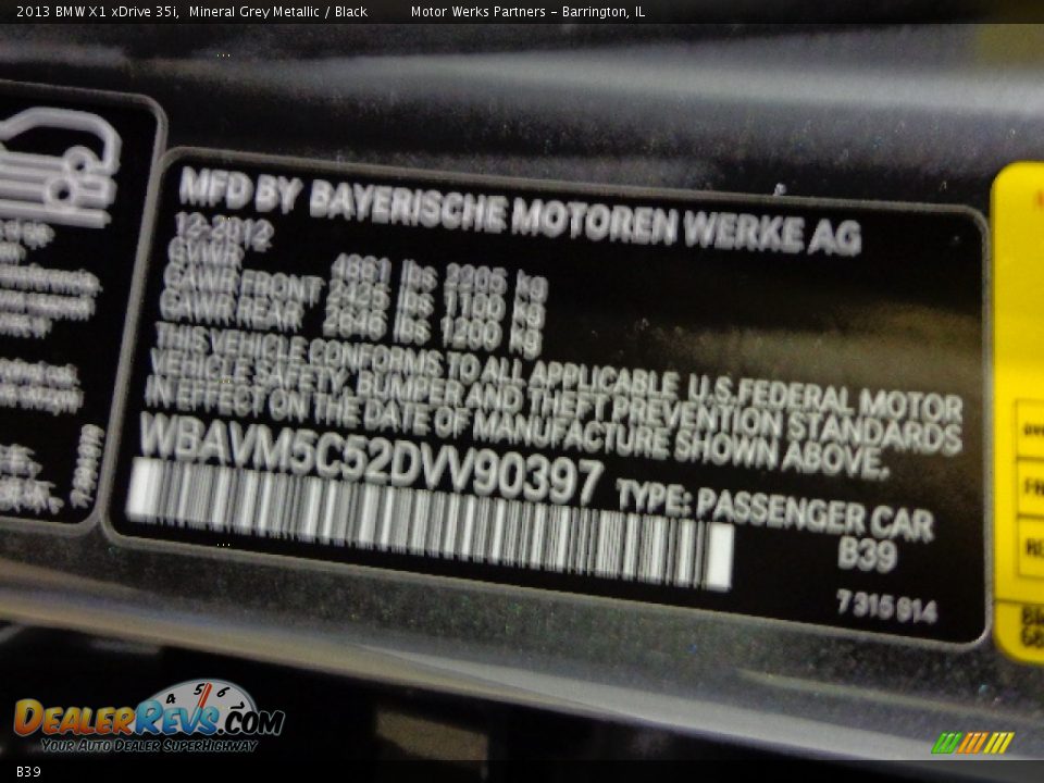 BMW Color Code B39 Mineral Grey Metallic