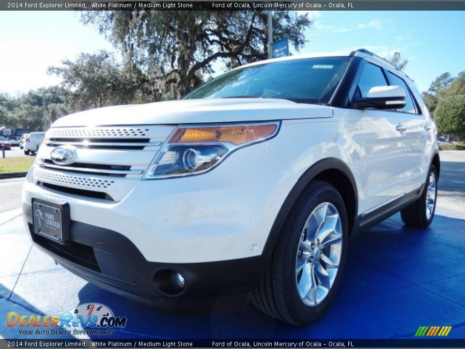 2014 Ford Explorer Limited White Platinum / Medium Light Stone Photo #1
