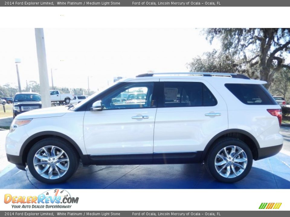 2014 Ford Explorer Limited White Platinum / Medium Light Stone Photo #2