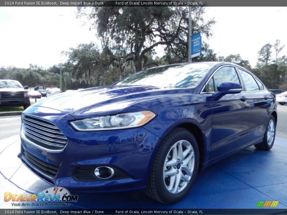 2014 Ford Fusion SE EcoBoost Deep Impact Blue / Dune Photo #1