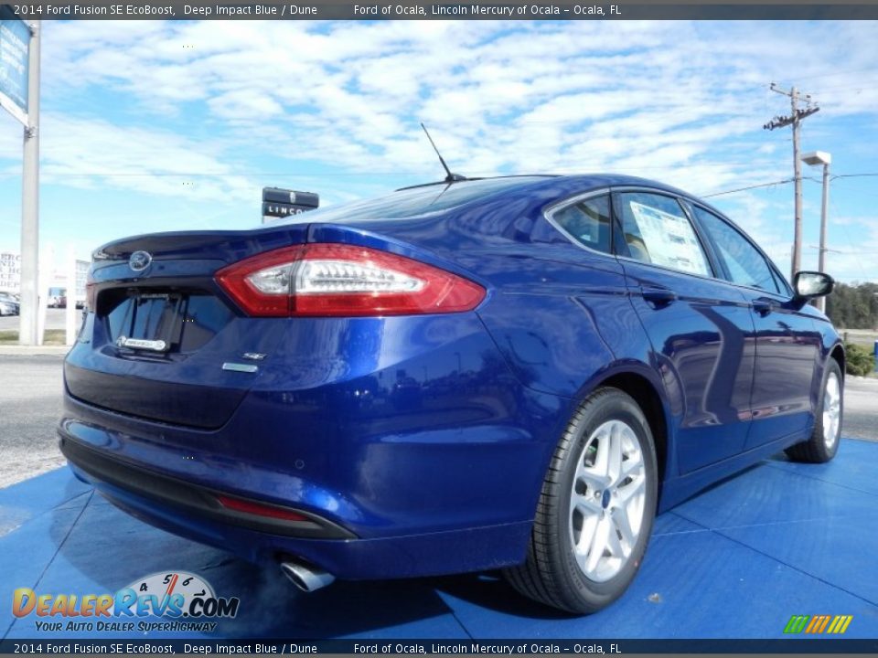2014 Ford Fusion SE EcoBoost Deep Impact Blue / Dune Photo #3