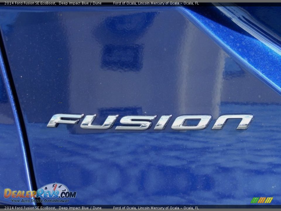 2014 Ford Fusion SE EcoBoost Deep Impact Blue / Dune Photo #4