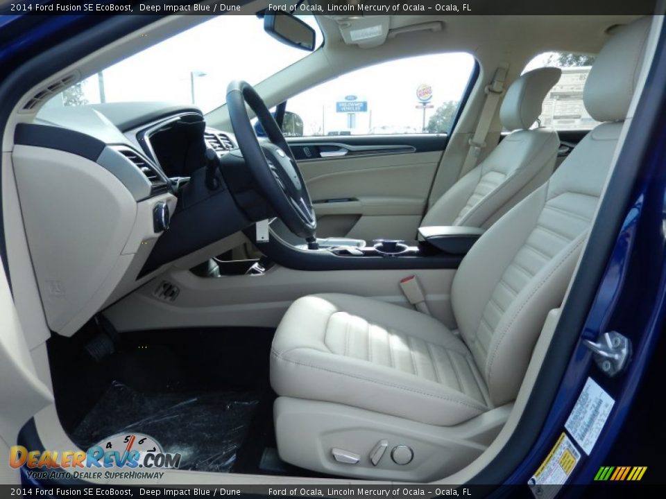 2014 Ford Fusion SE EcoBoost Deep Impact Blue / Dune Photo #6