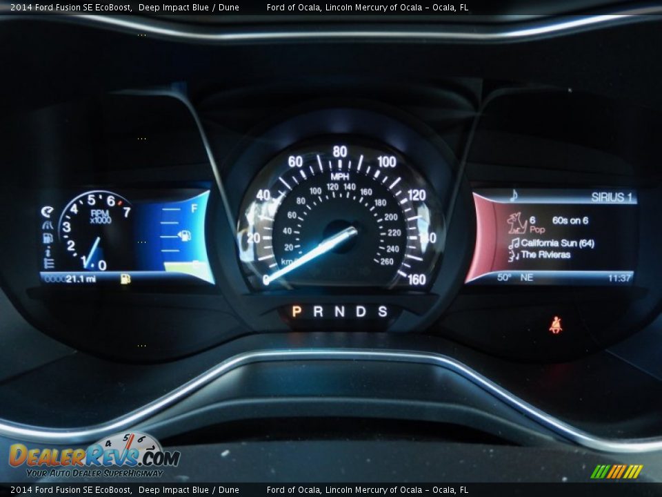 2014 Ford Fusion SE EcoBoost Deep Impact Blue / Dune Photo #9