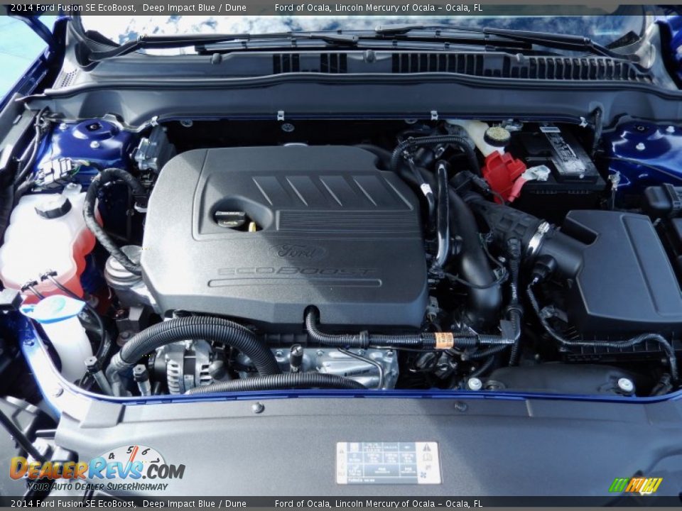 2014 Ford Fusion SE EcoBoost Deep Impact Blue / Dune Photo #11