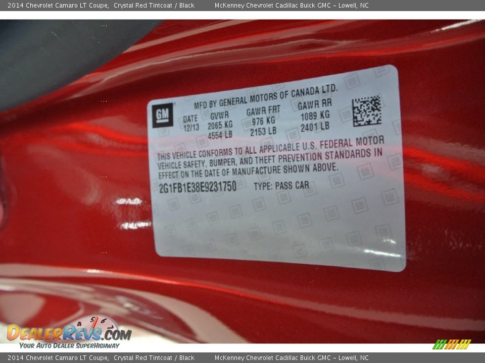 2014 Chevrolet Camaro LT Coupe Crystal Red Tintcoat / Black Photo #7