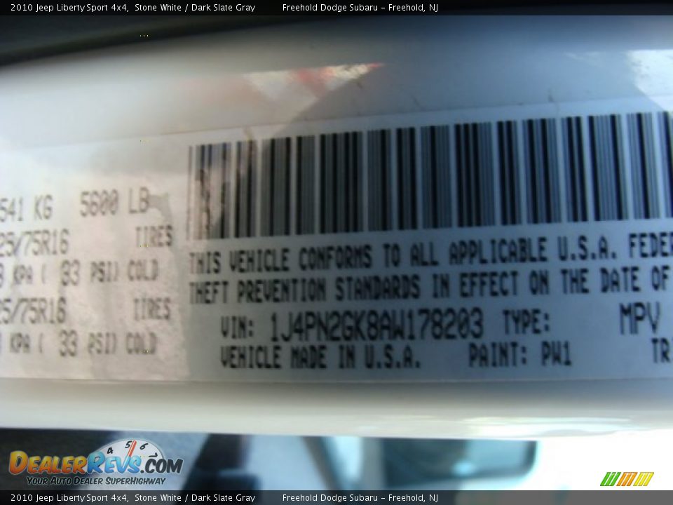 2010 Jeep Liberty Sport 4x4 Stone White / Dark Slate Gray Photo #22