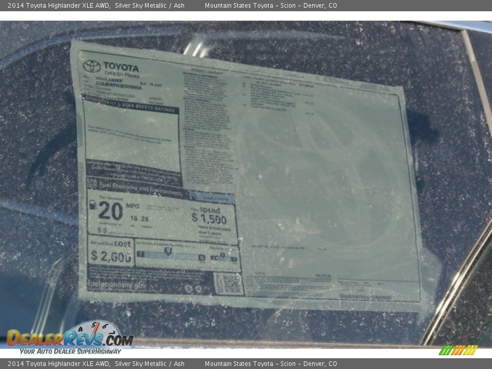 2014 Toyota Highlander XLE AWD Silver Sky Metallic / Ash Photo #10