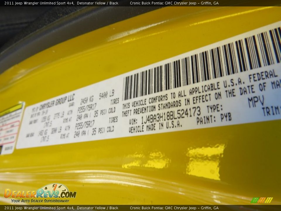 2011 Jeep Wrangler Unlimited Sport 4x4 Detonator Yellow / Black Photo #23