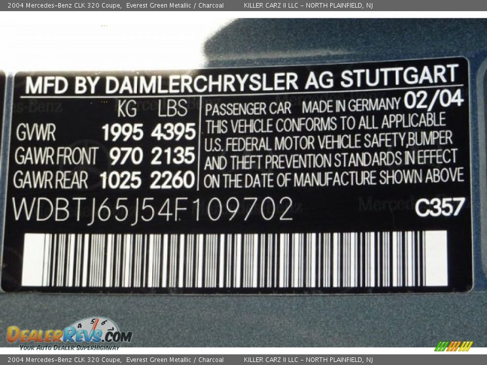 2004 Mercedes-Benz CLK 320 Coupe Everest Green Metallic / Charcoal Photo #30