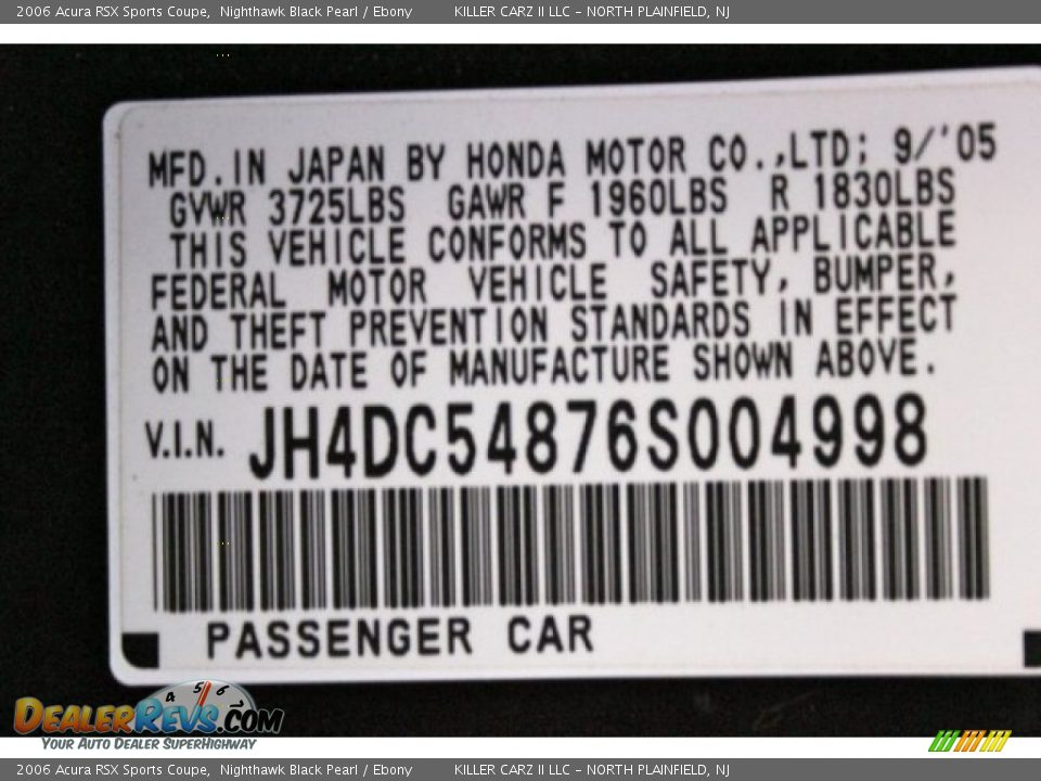 2006 Acura RSX Sports Coupe Nighthawk Black Pearl / Ebony Photo #30
