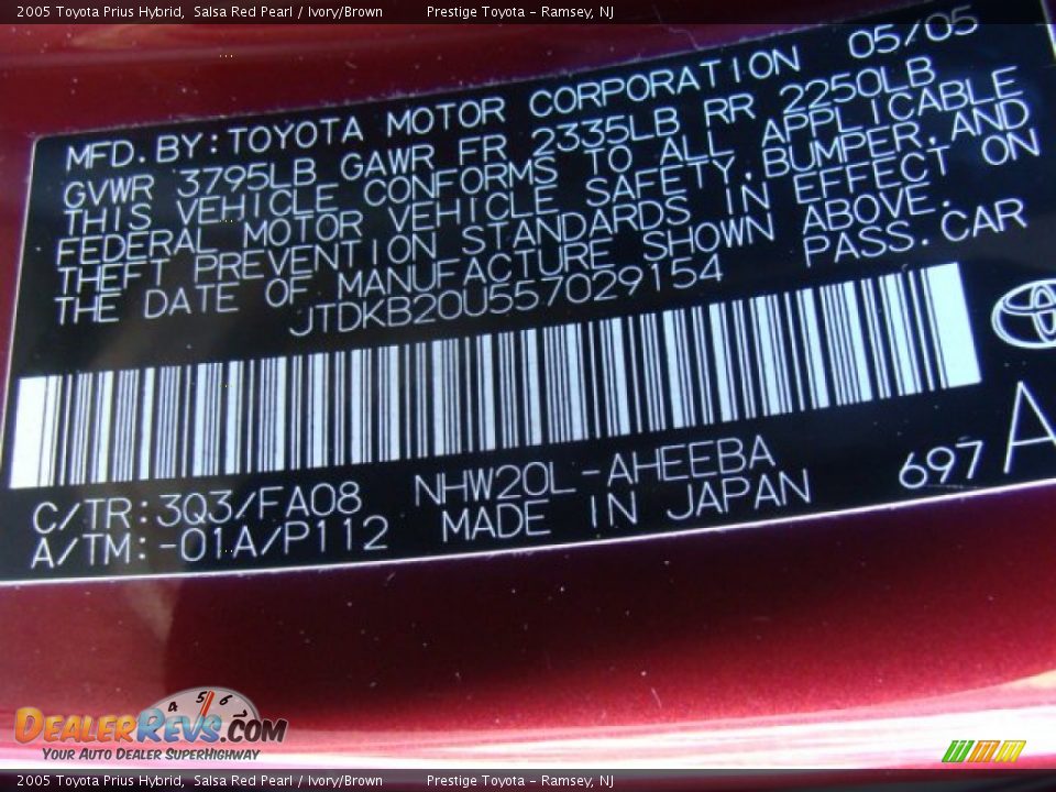 2005 Toyota Prius Hybrid Salsa Red Pearl / Ivory/Brown Photo #14