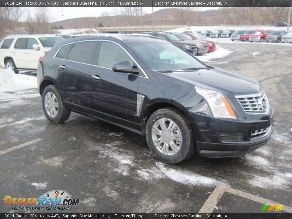 2014 Cadillac SRX Luxury AWD Sapphire Blue Metallic / Light Titanium/Ebony Photo #3