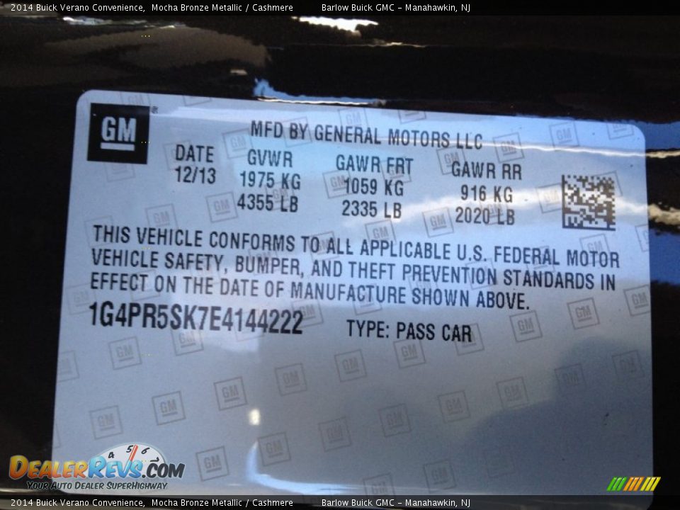 2014 Buick Verano Convenience Mocha Bronze Metallic / Cashmere Photo #9