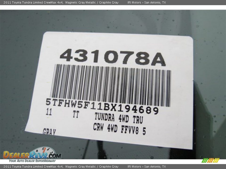 2011 Toyota Tundra Limited CrewMax 4x4 Magnetic Gray Metallic / Graphite Gray Photo #18